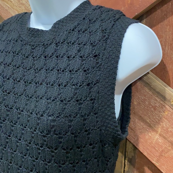 Banana Republic Maxi Sleeveless Black Sweater Dress, Crochet Lined Size 6 - Picture 3 of 15